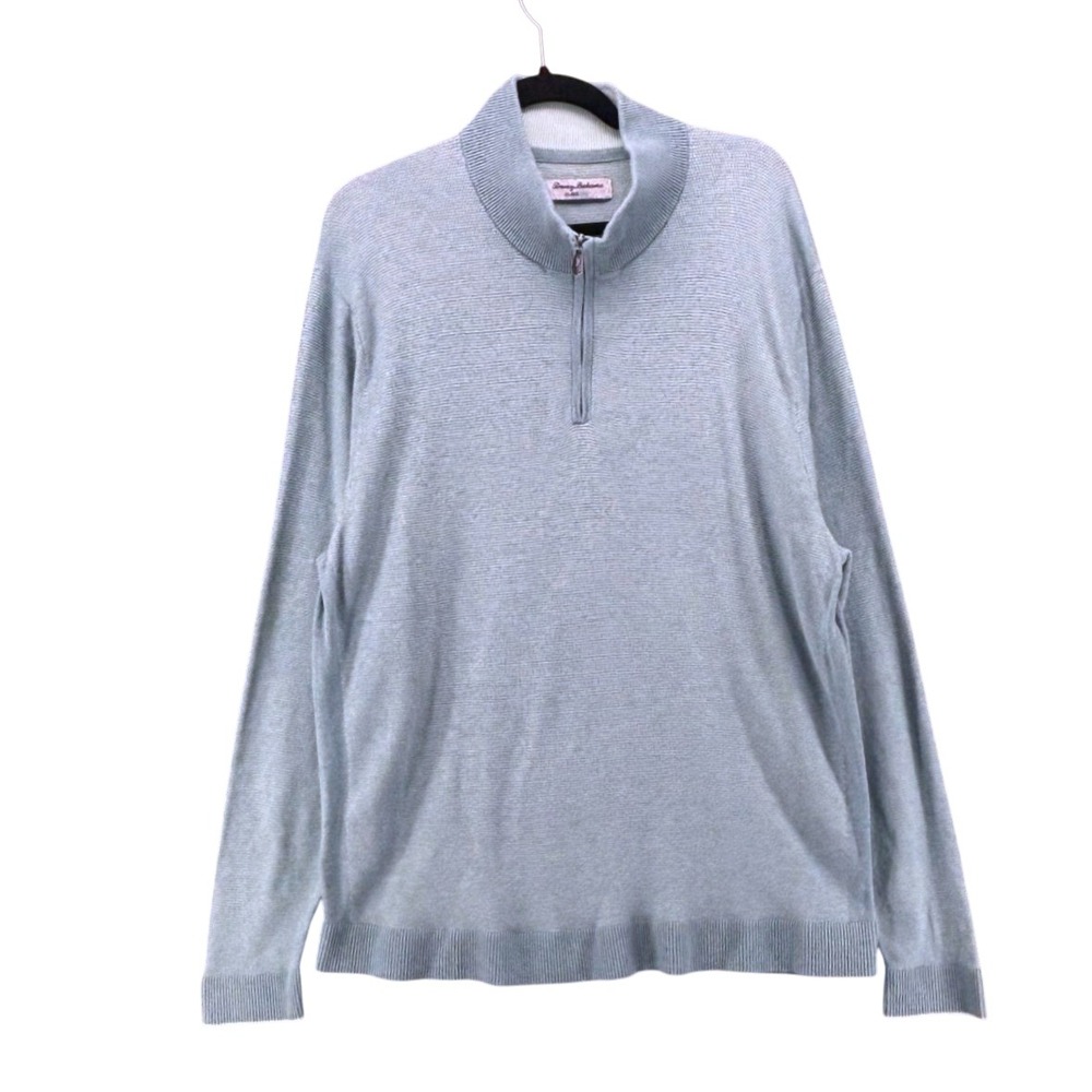 Tommy Bahama IslandZone Mens 1XB Mint Green Cotton Coolmax 1/4 Zip Pullover